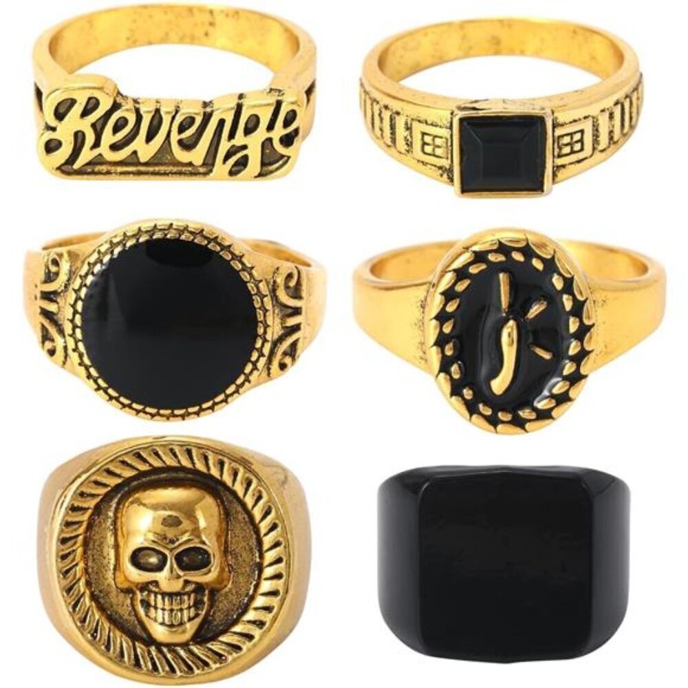 6Pcs Gold Knuckle Stackable Finger Rings Set Retro Rings